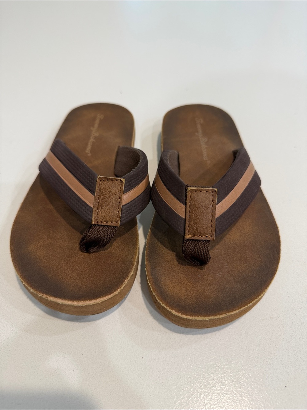 Tommy Bahama Brown and Tan Boys' Flip-Flop Sandals